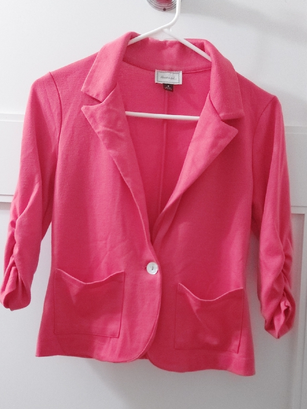 About A Girl Coral-Pink Single-Button Blazer